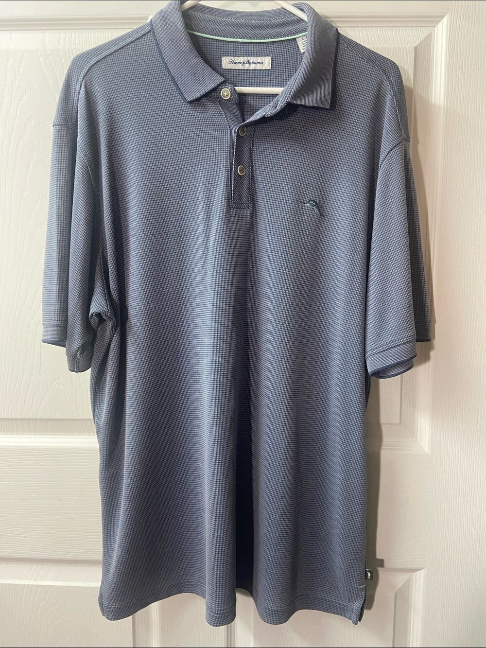 Tommy Bahama Men's Slate Blue Polo with Subtle Texture Lg